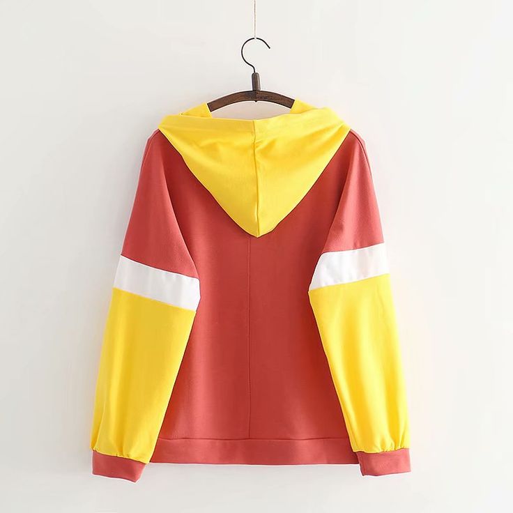 Material: Cotton Sleeve Length: Long Color: Blue . Red Size Info: M: Bust 38.98" . Length 22.24" . Sleeve 24.41" L: Bust 40.55" . Length 22.64" . Sleeve 24.8" Sporty Color Block Tops For Winter, Sporty Color Block Winter Tops, Red Cotton Hoodie, Red Cotton Hoodie With Double-lined Hood, Winter Color Block Hooded Jacket With Long Sleeves, Red Long Sleeve Hooded Jacket For Streetwear, Cotton Color Block Long Sleeve Hoodie, Cotton Long Sleeve Color Block Hoodie, Color Block Cotton Hoodie With Long Sleeves