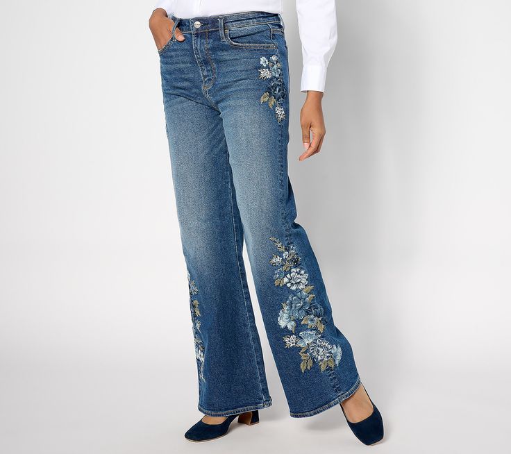 You've got plenty of basic denim looks you love, but they can get a bit... boring. Fun embroidery makes these wide-leg jeans instant trend-setters, helping to reimagine your closet basics and give fave 'fits new life. From Driftwood. Denim Blue Floral Embroidery Wide Leg Jeans, Wide Leg Denim Blue Jeans With Floral Embroidery, Wide Leg Denim Flare Jeans With Floral Embroidery, Embroidered Wide Leg Bottoms In Medium Wash, Embroidered Wide Leg Denim Flare Jeans, Relaxed Fit Denim Blue Jeans With Floral Embroidery, Denim Blue Jeans With Floral Embroidery And Relaxed Fit, Embroidered Wide Leg Medium Wash Jeans, Embroidered Wide Leg Denim Blue Jeans