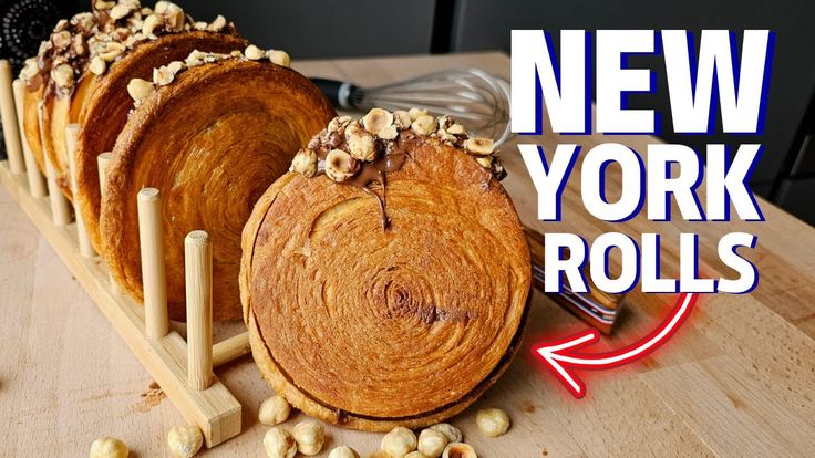 the new york rolls are ready to be cut into smaller pieces and put in wooden racks