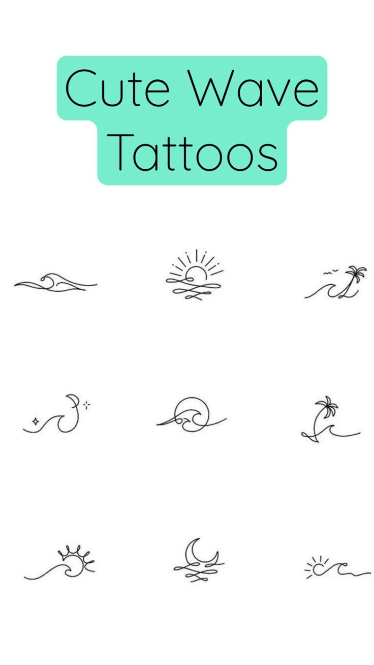 cute wave tattoo designs on white paper with the words cute wave tattoos written in black ink