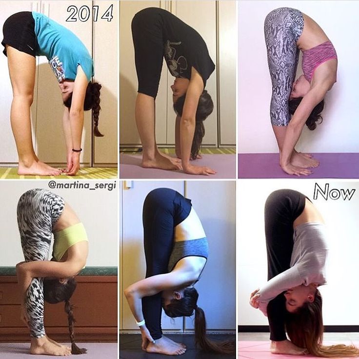 the woman is doing yoga poses in different positions