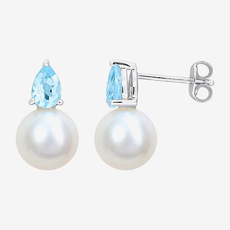 Pearl Type: Cultured Freshwater PearlsFeatures: Quick ShipEarring Back: PostStone Millimeter Measurement: 9 Mm Width, 8.5 Mm LengthPearl Size: 8.5mmMetal Color: WhiteEarring Length: 15.5mmEarring Width: 8.7mmCare: Wipe CleanStone Type: 2 Genuine Blue TopazBirthstone: June BirthstoneEarrings Type: Post EarringsEarrings Style: Stud EarringsMetal: Sterling SilverCountry of Origin: Imported Classic White Gemstone Earrings, Pear-shaped Gemstone Earrings In White, White Pear Shaped Gemstone Earrings, White Pear-shaped Gemstone Earrings, Classic Teardrop Pearl Earrings With Gemstone, White Teardrop Birthstone Earrings, White Pear-shaped Earrings With Prong Setting, White Teardrop Earrings With Prong Setting, Round Gemstone Teardrop Earrings For Anniversary