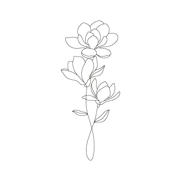 a line drawing of flowers on a white background