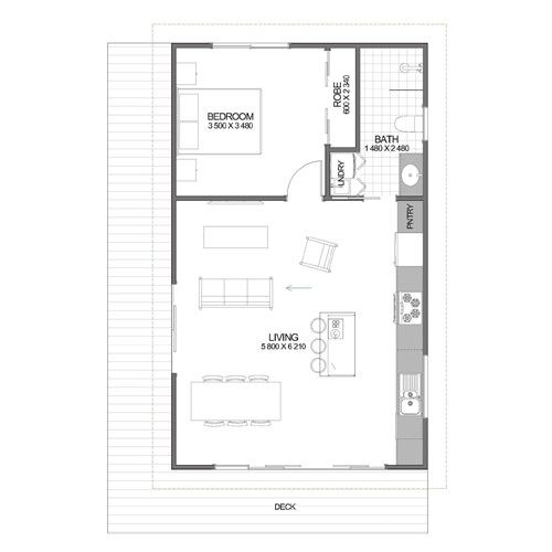 the floor plan for a small house with two bedroom and living room, as well as a