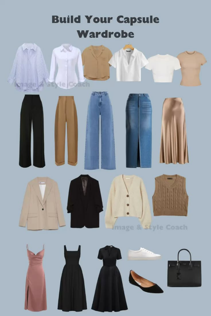 Chic Capsule Wardrobe, Capsule Wardrobe Women, Capsule Wardrobe Casual, Casual Work Outfits Women, Capsule Wardrobe Essentials, Capsule Wardrobe Outfits, Fashion Capsule Wardrobe, Everyday Fashion Outfits, Capsule Outfits