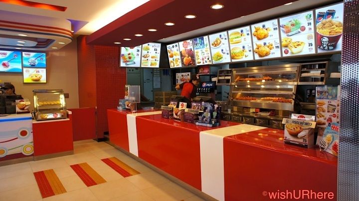 the inside of a fast food restaurant