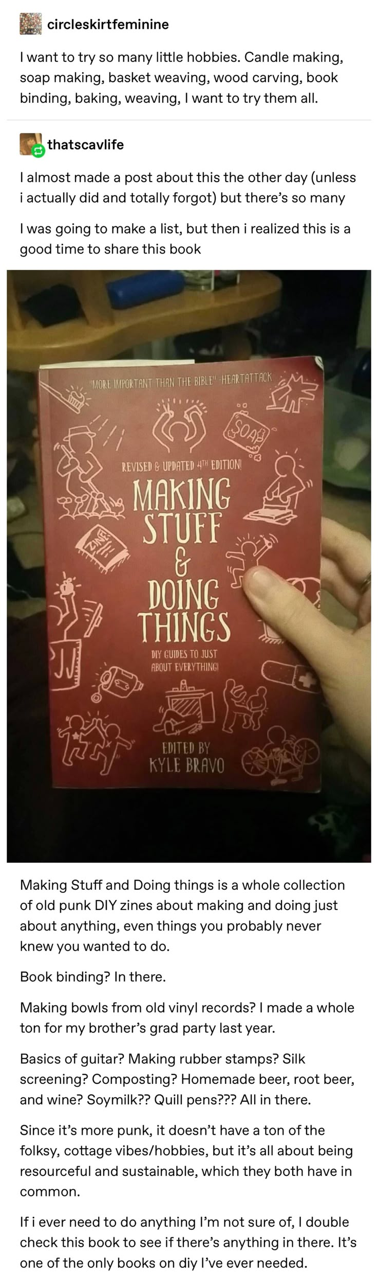 an article about making and doing things