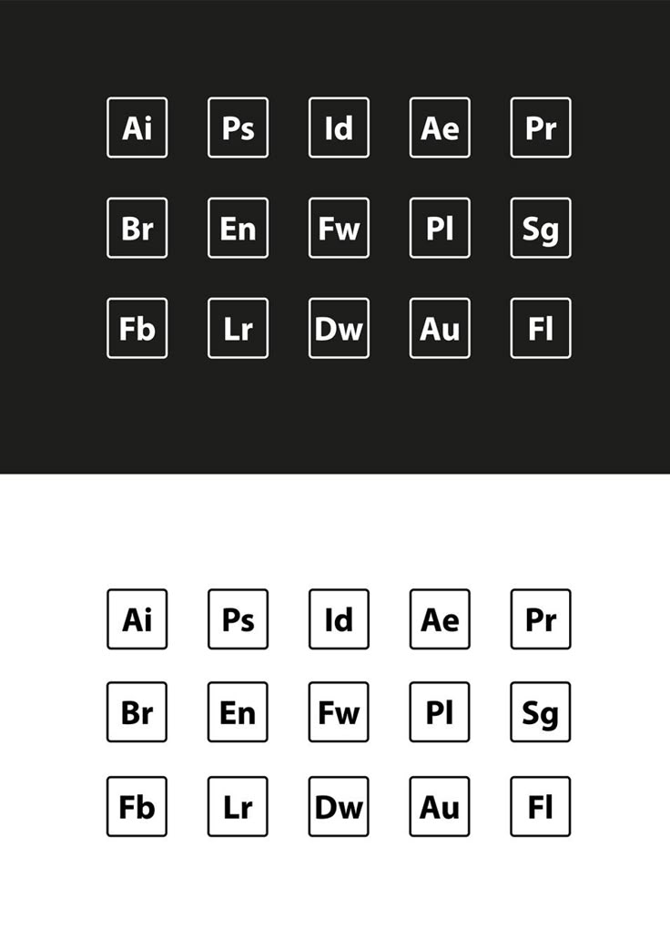 the different font and numbers are shown in black and white, including one for each letter