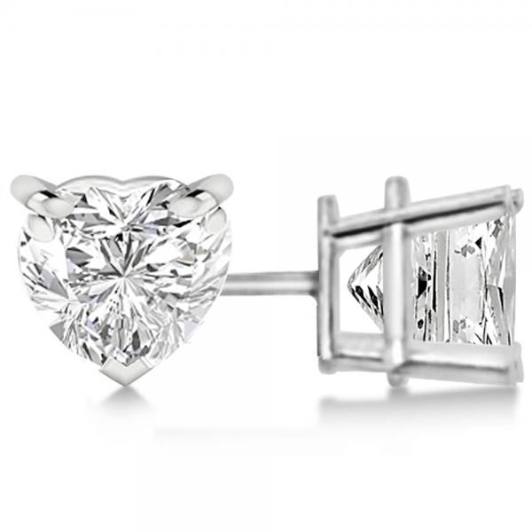 0.50ct Heart-Cut Diamond Stud Earrings 14kt White Gold (G-H, VS2-SI1) Heart Shaped Diamond Earrings, Diamond Solitaire Earrings, White Gold Diamond Earrings, Classy Earrings, Gold Heart Earring, White Gold Earrings Studs, Gold G, Earrings Heart, Heart Shaped Earrings