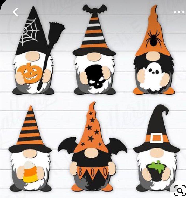 halloween gnomes with hats and pumpkins cut outs