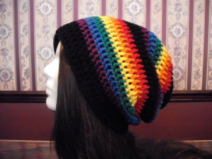 "Striped rainbow and black slouch hat! This hat is made to fit most teens and adults...it has lots of stretch and is stylish and cozy! Great for the hipster! Fun look for a snowboarder, skier, gamer, skateboarder, etc. It can be pulled down snug and then flipped up to create an extra layer of warmth over your ears and forehead on those extra cold days! MADE TO ORDER - see shipping info for current timeframes. More options available in the teen/adult hats section: https://www.etsy.com/shop/Marlow Rainbow Beanie, Ladies Hat, Mens Hat, Womens Hat, Slouch Beanie, Pride Outfit, Slouch Hat, Dream Gift, Hat Summer