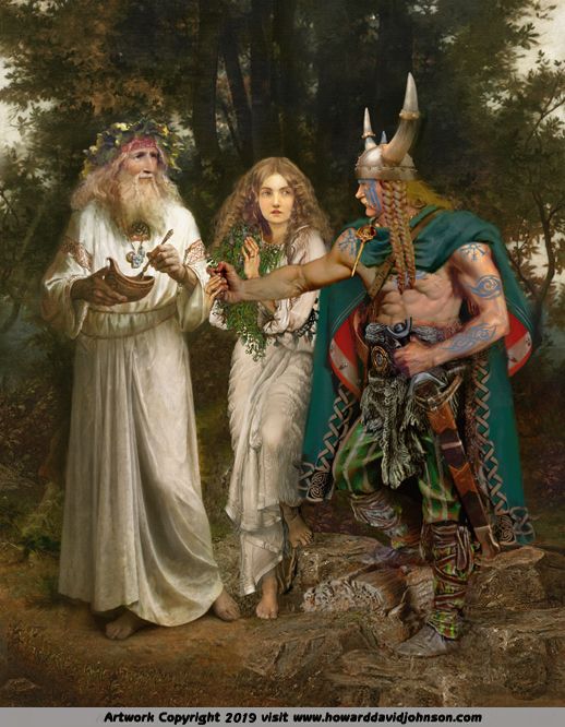 an image of three people dressed up as elves and gnomes in a forest setting