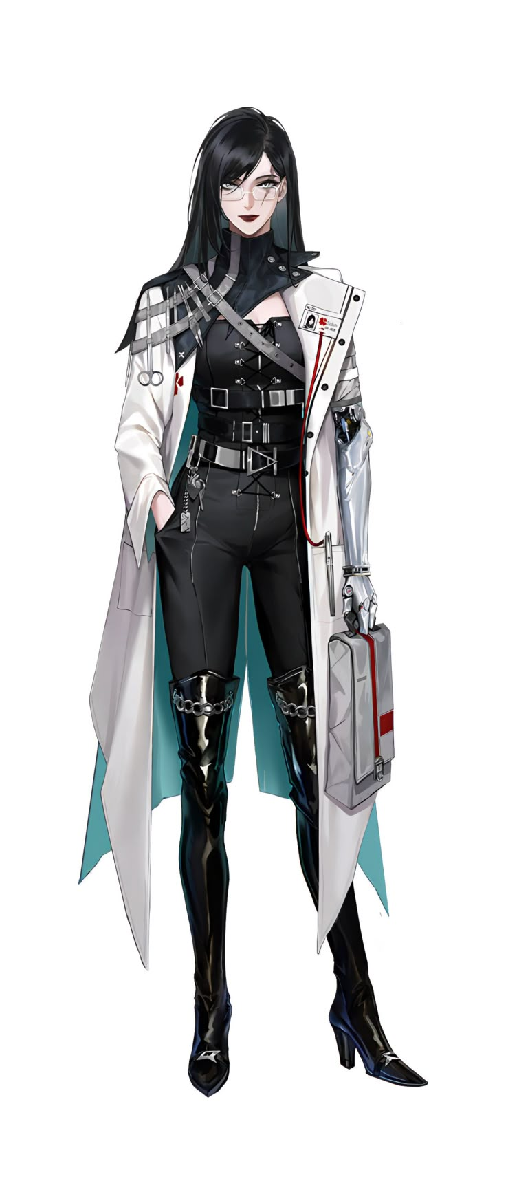 Cute Mechanic Outfits, Scifi Doctor Character Concept, News Anchor Character Design, Female Doctor Character Art, Futuristic Witch Character Design, Fantasy Scientist Outfit, Sci Fi Scientist Character Design, Female Suit Art, Sci Fi Medic Character