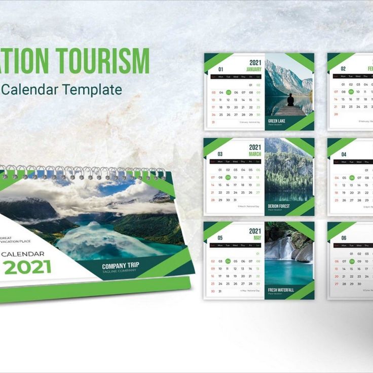 Vacation Tourism Desk Calendar Planner Desk Calendar Planner, Desk Planner, Calendar Planner, Green Lake, Desk Calendar, Desk Calendars, Artist Websites, Calendar Template, Travel Agency