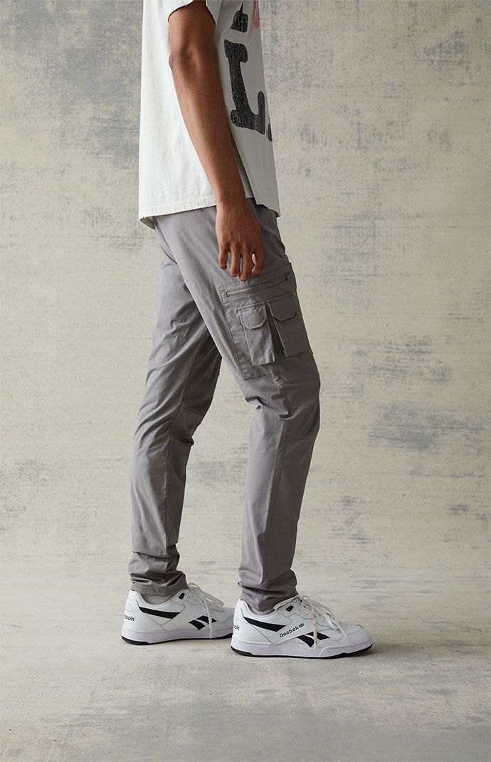 Casual meets cool with the new Eco Stretch Gray Slim Cargo Pants from PacSun. This go-to pair is designed with an elastic stretch waistline, adjustable drawstrings, side pockets, zip cargo pockets, a drawcord hem, and a slim fit.

Learn more about PacSun eco items Relaxed Fit Nylon Cargo Pants With Multiple Pockets, Relaxed Fit Nylon Cargo Pants With Pockets, Gray Casual Joggers For Outdoor, Functional Spring Cargo Pants With Pockets, Spring Functional Cargo Pants With Pockets, Athleisure Tapered Leg Pants With Cargo Pockets, Athleisure Cargo Pants With Elastic Waistband And Relaxed Fit, Athleisure Cotton Cargo Pants With Multiple Pockets, Relaxed Fit Cargo Pants With Cargo Pockets For Athleisure