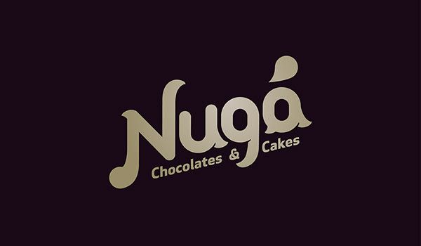 the logo for nugga chocolates and cakes, which has been designed to look like