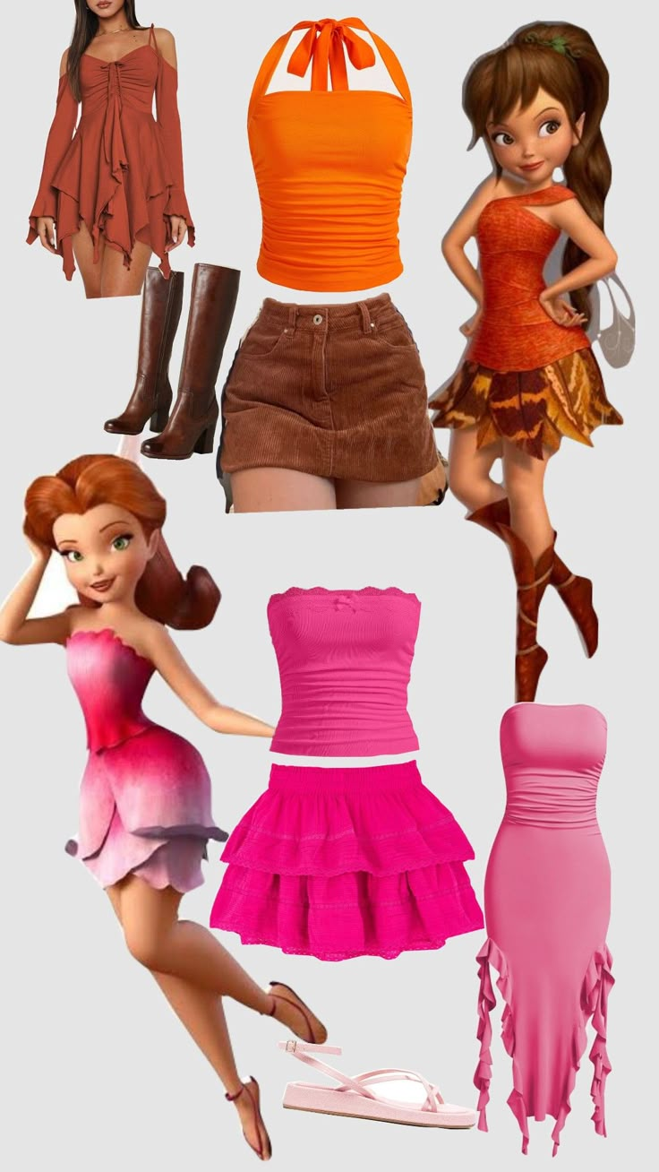 fawn & rosetta inspo Fawn Costume Fairy Pixie Hollow, Rosetta From Tinkerbell, Rosetta Fairy Costume Ideas, Fawn From Tinkerbell Costume, Pink Costume Ideas Halloween, Disney Fairy Costumes, Rosetta Disneybound, Fawn Tinkerbell Costume, Rosetta Tinkerbell Costume