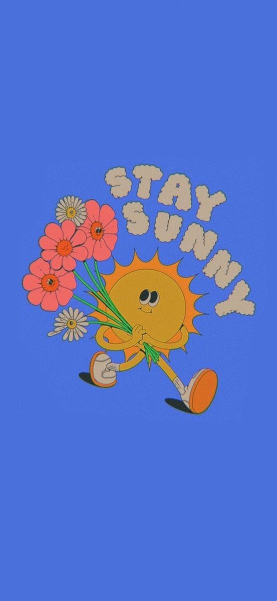 an image of a cartoon character with flowers in his hand and the words happy sunshine on it