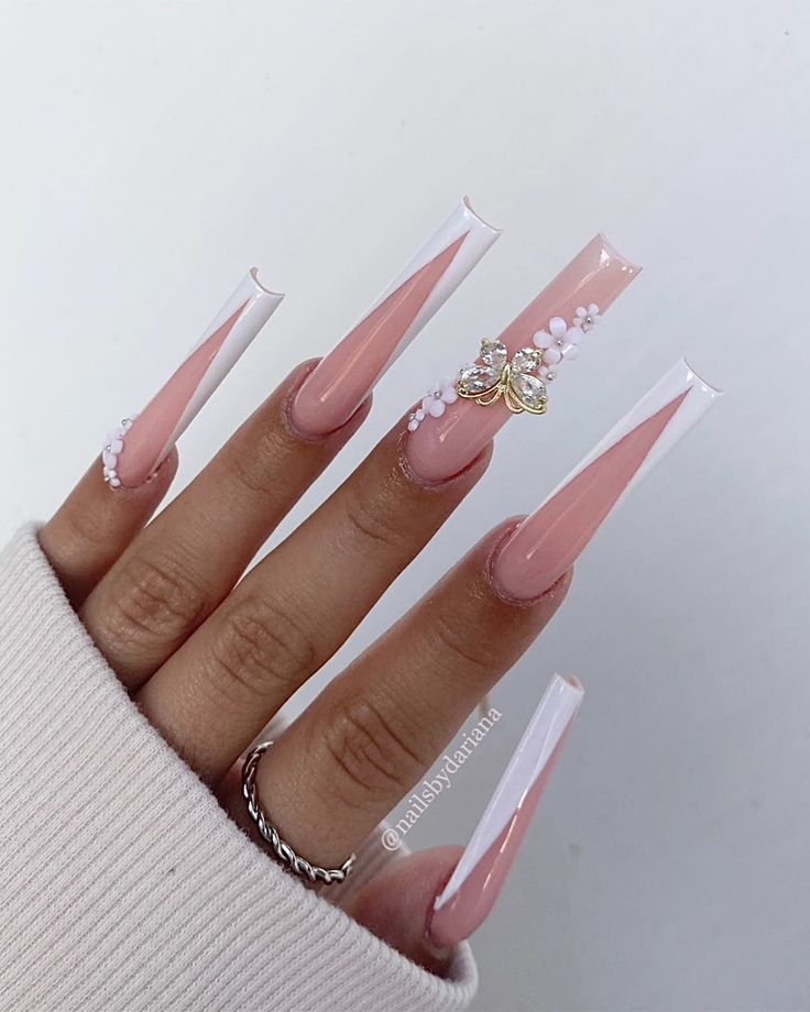 nailsbydariana Square Xl Acrylic Nails, Long Pink And White Nails, White Acrylic Designs, Pink And White Ombré Nails, Long Nude Nails, White Ombré Nails, Ombré Nails, Long Acrylic Nail Designs, Pink Ombre Nails