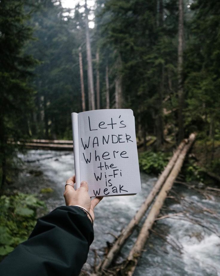 someone holding up a sign that says let's wander where the wild is weak