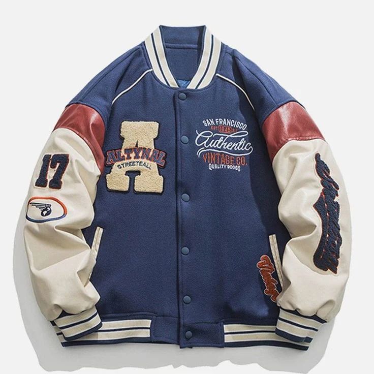 Vintage Baseball Jacket, Topi Vintage, Varsity Jacket Embroidery, Autumn Couple, Hip Hop Trends, Oversize Jacket, College Jackets, Embroidered Letters, Hooded Jacket Men