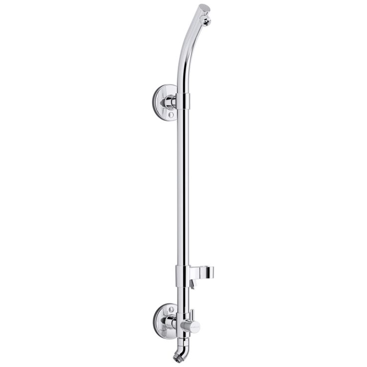 the shower faucet with hand shower head and handset is shown in chrome