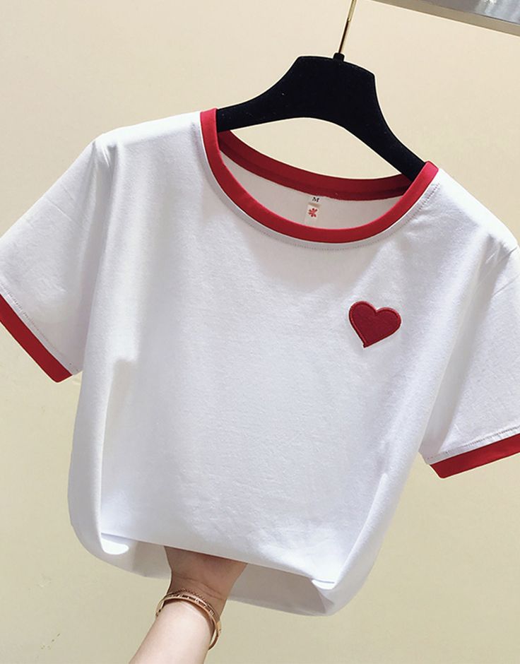 T-shirt cute t-shirtColor: white, pinkSize(cm): S, M, L, XL, 2XLS: length 54cm bust 88cm sleeve length 17cmM: length 55cm bust 92cm sleeve length 17.5cmL: length 56cm bust 96cm sleeve length 18cmXL: length 57cm bust 100cm sleeve length 18.5cm&ltp&gt2XL: length 58cm bust 104cm sleeve length 19cm&lt/p&gt&ltbr/&gt White Kawaii T-shirt For Summer, Kawaii Cotton Tops, Kawaii Cotton T-shirt With Crew Neck, Kawaii Cotton Crew Neck Top, White Kawaii Crew Neck Top, Kawaii White T-shirt For Summer, Trendy White Crew Neck T-shirt, Cute Red Cotton T-shirt, White Kawaii Tops For Spring