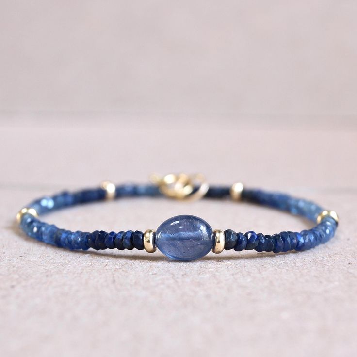 14K Solid Gold: Blue Sapphire Beaded Bracelet, Gold Beaded Bar Bracelet, Dainty Blue Precious Gemstone Bracelet, Fine Jewelry, Genuine - Etsy Blue Sapphire Bracelet, Bead Bar, Bar Bracelet, Jewelry Showcases, Bracelet Dainty, Sapphire Bracelet, Bar Bracelets, Natural Blue Sapphire, Handle With Care