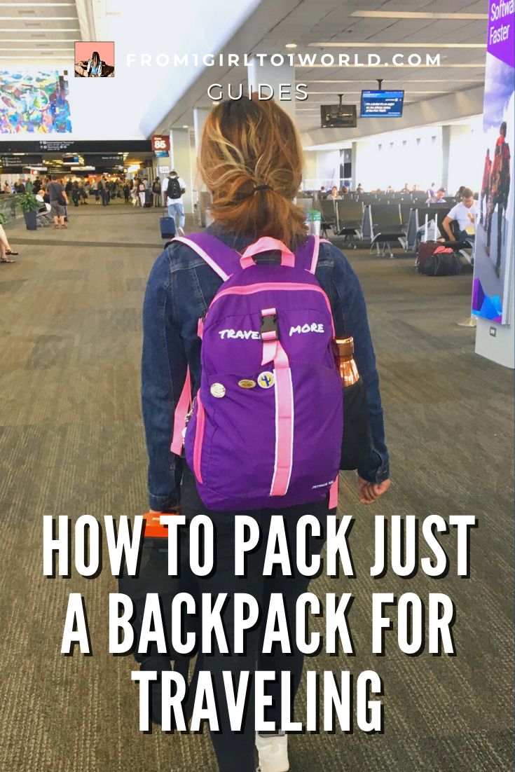 Packing just a backpack for traveling to a trip will help you save costs and it will teach you to be a minimalist packer! Find out how from this guide and see my tips on how to do this. | "How to Pack Just a Backpack for Traveling" on from1girlto1world.com Backpack Trip Packing Lists, How To Travel With Only A Backpack, How To Pack One Week In A Backpack, Packing In Backpack Travel Tips, What To Pack In A Backpack For Travel, Traveling With Only A Backpack, Pack 1 Week In A Backpack, Packing For Backpacking In Europe, Travel In A Backpack