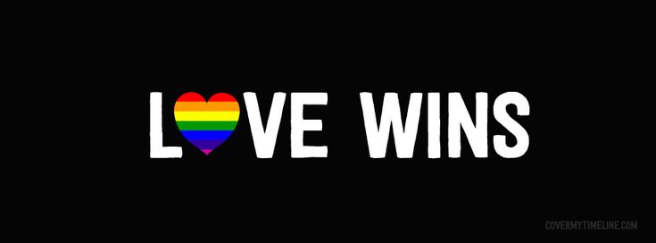 the word love wins with a rainbow heart