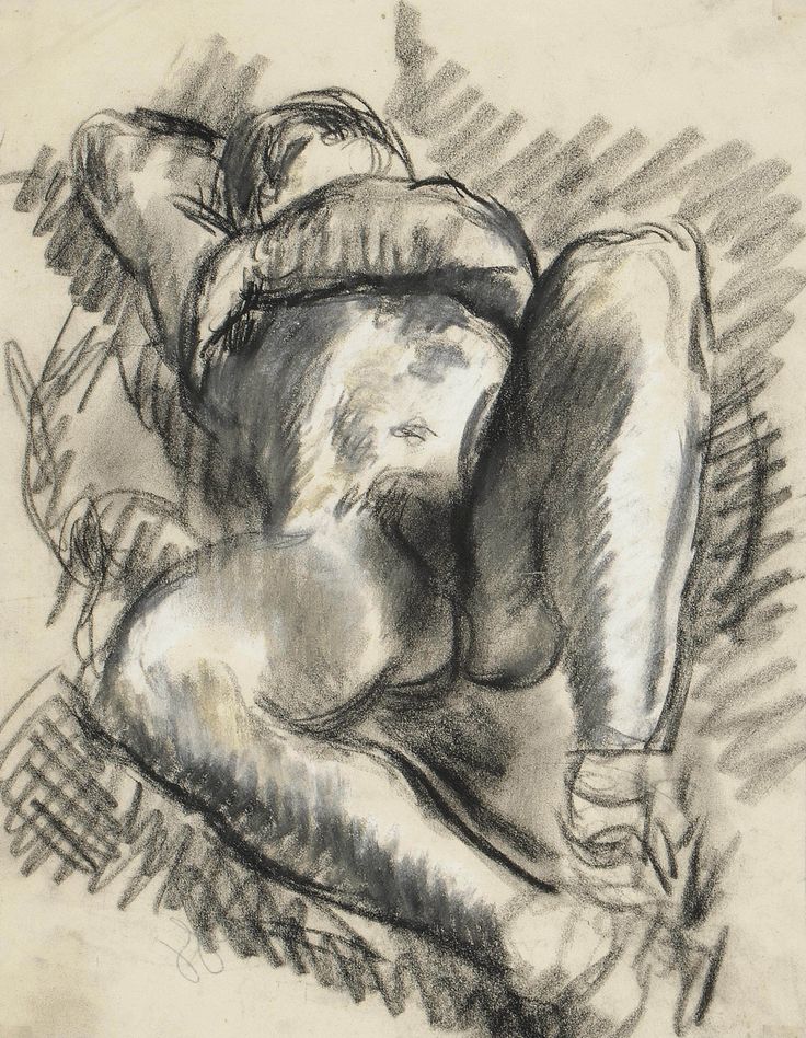 a black and white drawing of a person laying down