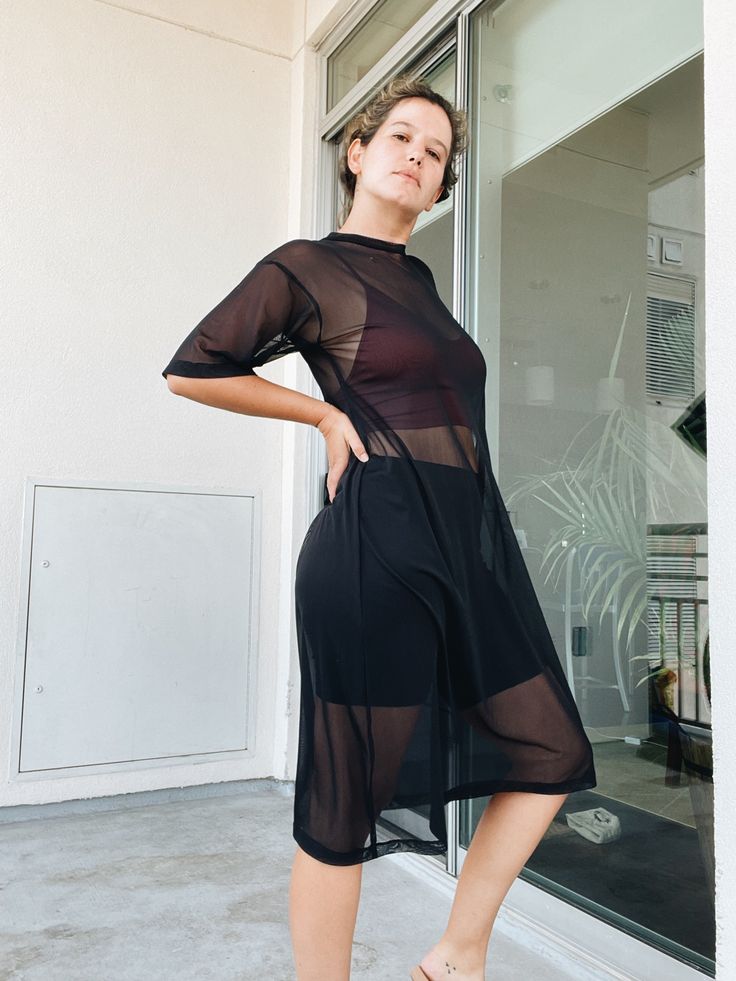 A perfect coverup for the pool after swimming. Ideal to pair with jeans, for a party, and for daily use. Composition: 100% Polyester Mesh Cover Up, Black Mesh, The Pool, Cold Shoulder Dress, Ballet Skirt, Cover Up, Swimming, Mesh, Pool