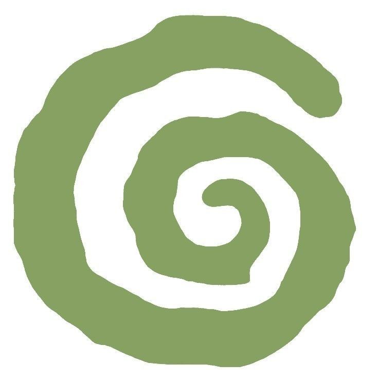 a green and white spiral design on a white background