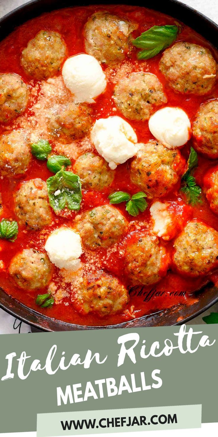 These baked Italian style ricotta meatballs are tender and big on flavor! Serve them with pasta of your choice, in a sub roll or as an appetizer. They are freezer friendly and easy to make. Spaghetti And Meatballs With Ricotta, Ricotta Cheese Meatball Recipes, Italian Meatballs With Ricotta, Ricotta Meatballs Recipe, Meatballs And Ricotta Cheese, Baked Ricotta Meatballs, Ricotta Stuffed Meatballs, Ricotta Meatballs Ground Beef, Ricotta Meatball Recipes