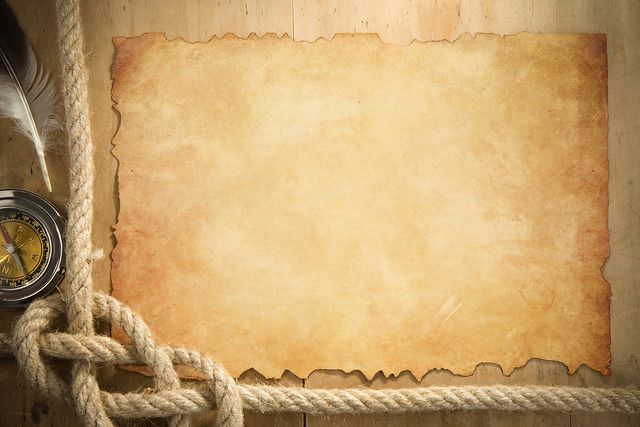 an old paper, compass and rope on a wooden background with space for your text