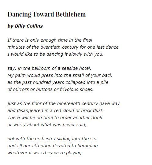 a poem written in black and white with the words dancing toward bethlemm on it