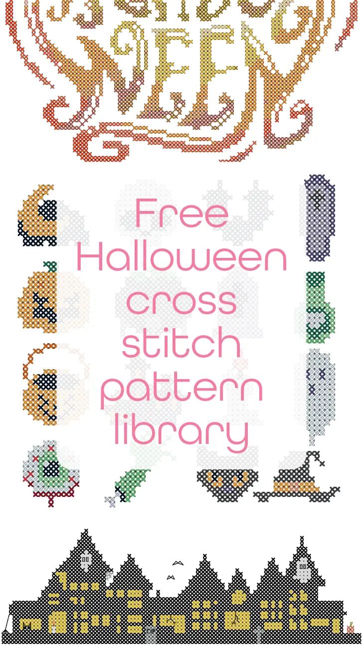 a cross stitch pattern with the words, free halloween cross stitch pattern library