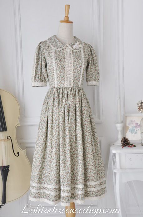 Cheap Sen Department Retro Floral Lapel Long Lace Trim Fashion Lolita Dress Sale At Lolita Dresses Online Shop Vintage Easter Dress, Floral Lapel, Vintage Dresses Online, Punk Kawaii, Trims Fashion, Old Fashion Dresses, Lace Trim Dress, Cottagecore Fashion, Old Dresses