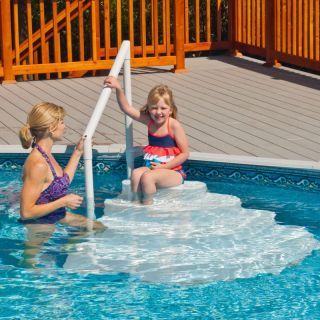 Swim Time Wedding Cake Above ground Pool Step on PopScreen Wedding Cake Pool Steps, Royal Entrance, Above Ground Pool Steps, Swimming Pool Ladders, Pool Cake, Above Ground Pool Deck, Pool Wedding, Pool Ladder, Pool Deck Ideas