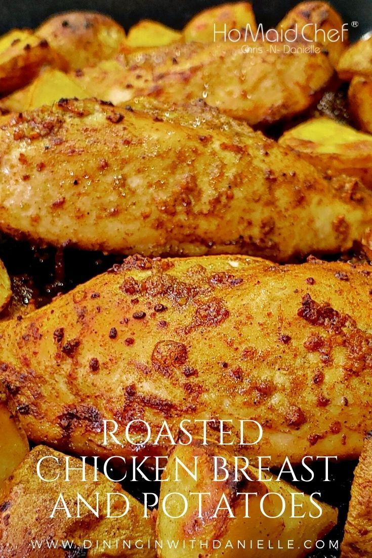 Roasted Chicken Breast and Potatoes Roasted Chicken Breast And Potatoes, Oven Chicken And Potatoes, Chicken Breast And Potatoes, Roasted Chicken Breast Recipes, Healthy Baked Chicken Breast, Seasoned Chicken Breast, Chicken Breast Oven Recipes, Oven Roasted Chicken Breast, Chicken Breast Oven