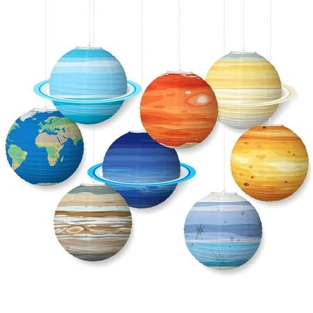 the solar system with eight planets hanging from it's sides, all in different colors