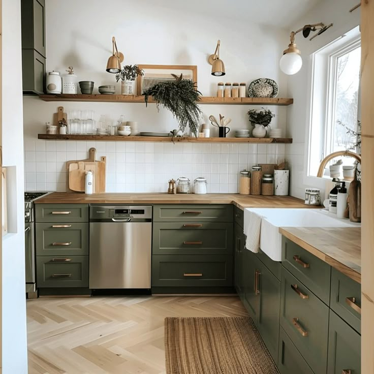 the kitchen is clean and ready to be used as a place for cooking or eating