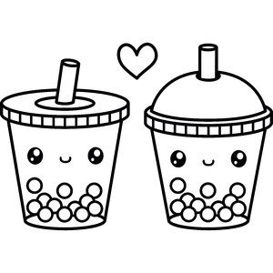 two cute cups with faces drawn on them