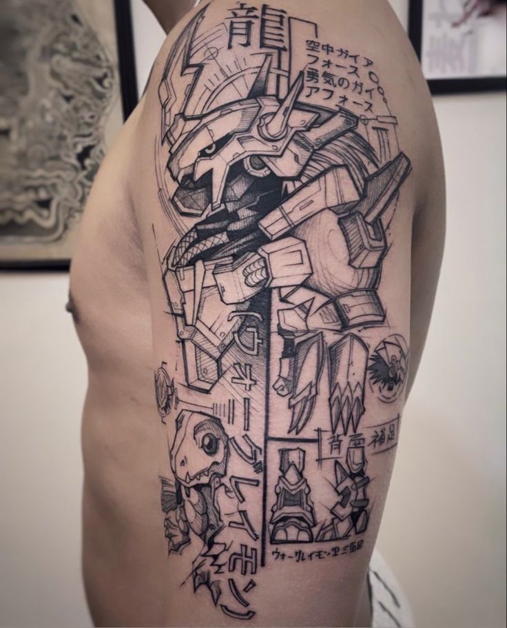 a man's arm with some drawings on it