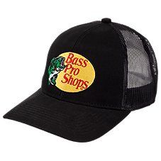 For everything you love to do in the outdoors, our Bass Pro Shops� Leaping Bass Logo Cap proves one cap really does fit all. Classic 6-panel construction features the classic Bass Pro Shops circle logo sewn on front and a mesh back for breathable venting. Adjust the snapback closure for a custom fit. Other quality details of the Bass Pro Shops Leaping Bass Logo Cap include multi-row bill stitching and embroidered eyelet vents.    Classic 6-panel construction   Classic Bass Pro Shops circle logo Black Flat Bill Trucker Hat For Camping, Black Snapback Trucker Hat For Camping, Black Six-panel Hat For Camping, Black Cotton Fitted Hat For Outdoor, Black Baseball Cap Trucker Hat For Camping, Black Flat Bill Trucker Hat For Outdoor Activities, Black Trucker Baseball Cap For Camping, Black Trucker Cap For Camping, Black Cotton Baseball Cap For Outdoor Activities