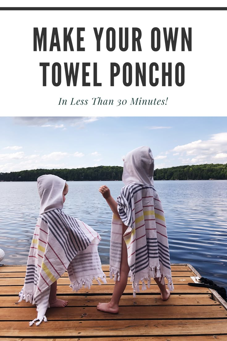 Towel Poncho | DIY | Beginner Sewing | Easy Pattern | Beach Towel | Hooded Towel | Sew Your Own | 30 Minute Craft | Quick Sewing Project | Turkish Towel | Diy Towel Poncho For Kids, Diy Hooded Towel Poncho, Hooded Beach Towels For Kids Diy, Beach Towel Poncho Diy, Sew Hooded Towel, Kids Towel Poncho, Tata Towel Pattern, Diy Towel Coverup, Towel Cover Up Diy