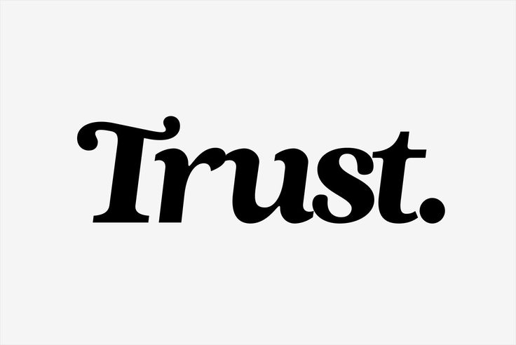 the word trust written in black ink on a white background