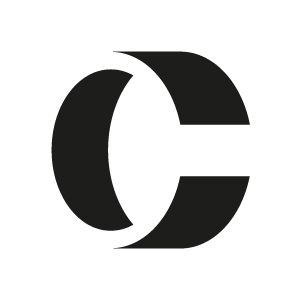 the letter c logo is black and white