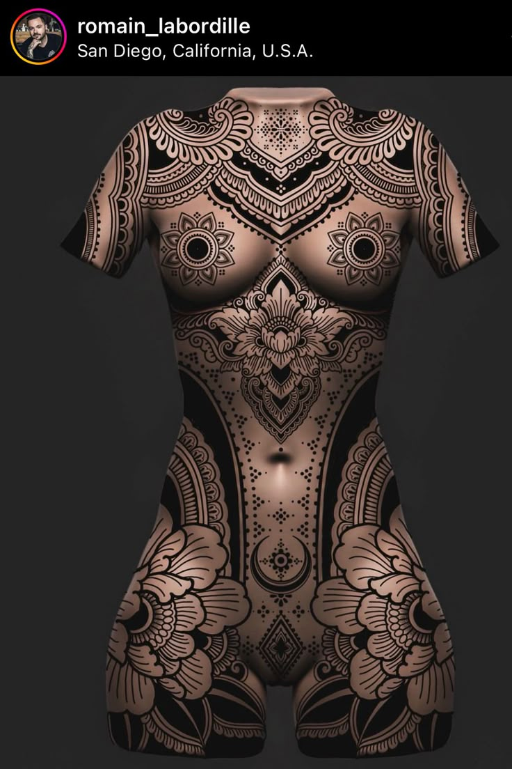 an image of a woman's body with intricate designs on the chest and back