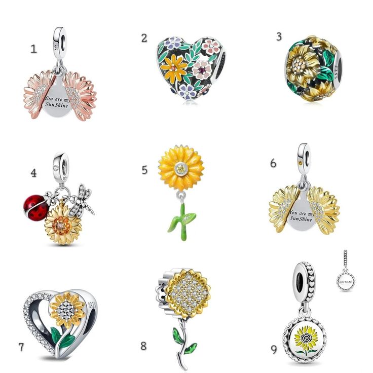 🌸 S935 silver charms 🌸 Yellow flower collection  Build your own charm bracelet with the array of charms available in my store.  Make your bracelet to your own unique individual style 💐 Select your chosen style from the drop down menu  Made from silver with cz stones  Fits pandora style bracelet  As always thanks for viewing 🤍